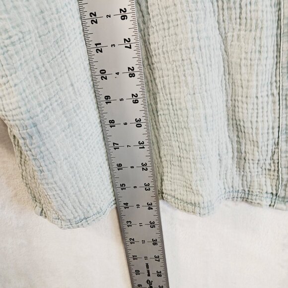 Easel, Oversize, Long, Button Down Shirt, Soft 100% Cotton, Pockets, Lt. Teal, M - Picture 14 of 16